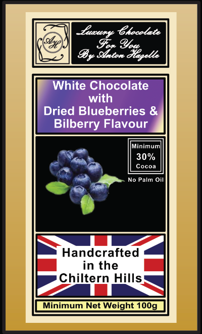 White Chocolate with Dried Blueberries & Bilberry Flavour