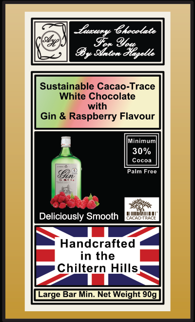 30% Sustainable Cacao-Trace White Chocolate with Gin & Raspberry Flavour