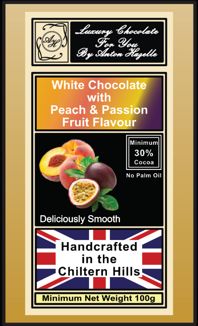 White Chocolate with Peach & Passion Fruit Flavour