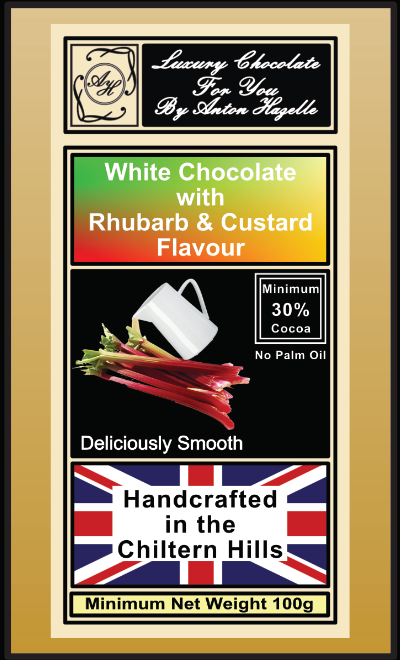White Chocolate with Rhubarb and Custard Flavour