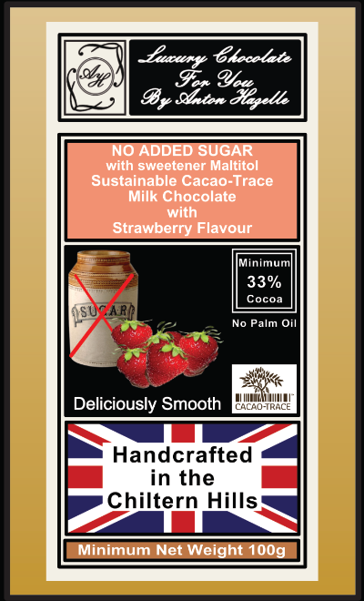 33% Milk Chocolate with Strawberry Flavour, No Added Sugar with Sweetener