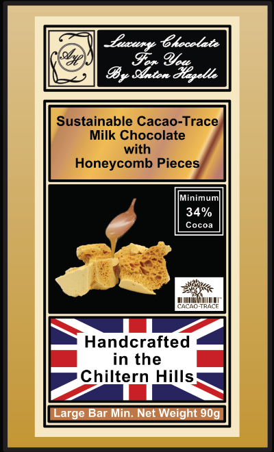 34% Sustainable Cacao-Trace Milk Chocolate with Honeycomb Pieces