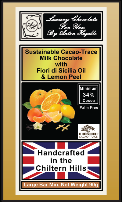 34% Sustainable Cacao-Trace Milk Chocolate Fiori di Sicilia with Lemon Peel