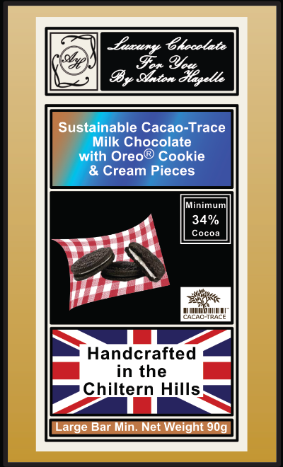 34% Sustainable Cacao-Trace Milk Chocolate with Oreo Biscuit Pieces