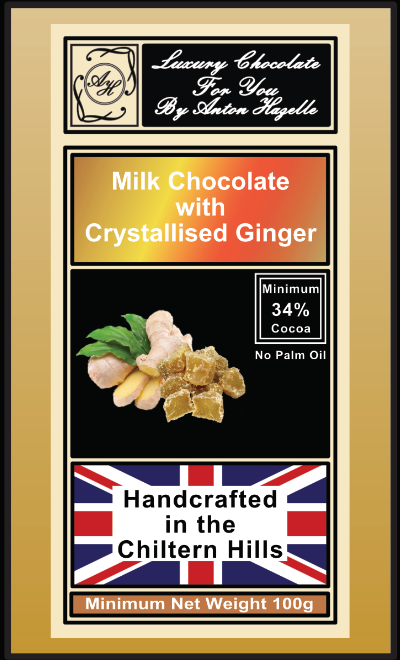 34% Milk Chocolate with Crystalilsed Ginger Bar