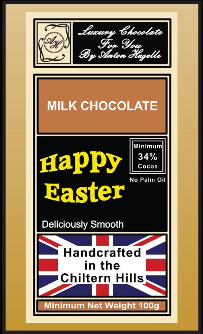 34% Milk Chocolate Only Happy Easter Label