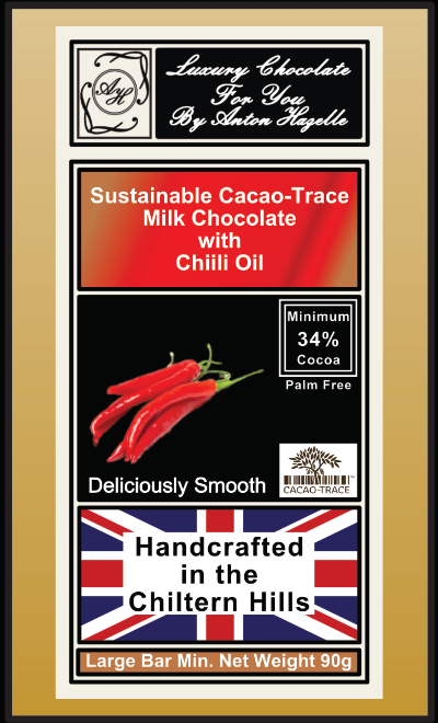 34% Sustainable Cacao-Trace Milk Chocolate with Chilli Oil