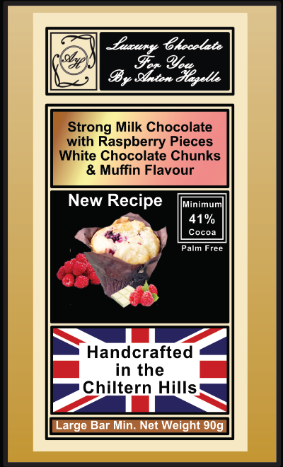 41% Strong Milk Chocolate with Raspberry Pieces White Chocolate Chunks & Muffin Flavour