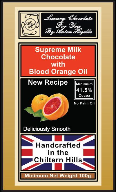 39.5% Super Milk Chocolate with Blood Orange Oil 39.5% Super Milk Chocolate with Blood Orange Oil