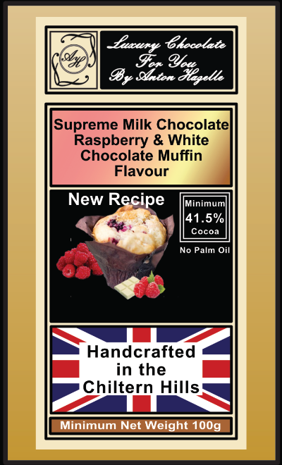 39.5% Super Milk Chocolate Raspberry & White Chocolate Muffin Flavour 39.5% Super Milk Chocolate Raspberry & White Chocolate Muffin Flavour