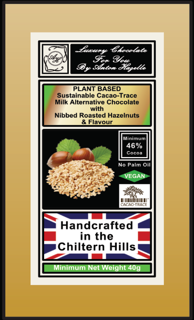 Mini Bar 46% Plant Based Sustainable Cacao-Trace Milk Alternative with Nibbed Roasted Hazelnuts & Flavour