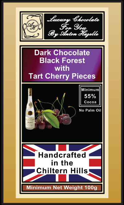 55%  Dark Chocolate Black Forest Flavour with Cherry Pieces