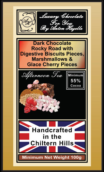 55% Dark Chocolate Rocky Road with Digestive Biscuits Pieces, Marshmallows & Glace Cherry Pieces