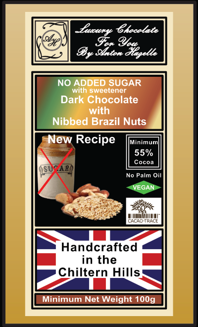 55% Dark Chocolate with Nibbed Brazil Nuts, No Added Sugar with Sweetener
