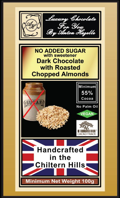 55% Dark Chocolate with Chopped Almonds, No Added Sugar with Sweetener