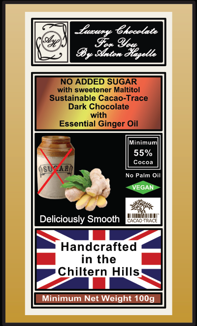 55% Dark Chocolate with Ginger Oil, No Added Sugar with Sweetener
