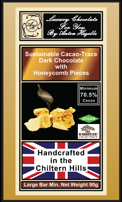 70.5% Sustainable Cacao-Trace Dark Chocolate with Honeycomb Pieces
