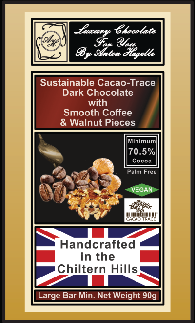 70.5% Sustainable Cacao-Trace Dark with Chocolate Smooth Coffee &  Walnut Pieces
