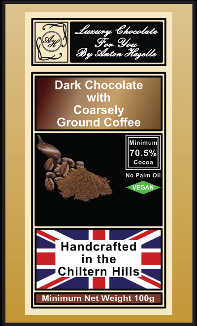 70.5% Dark Chocolate with Coarsley Ground Coffee