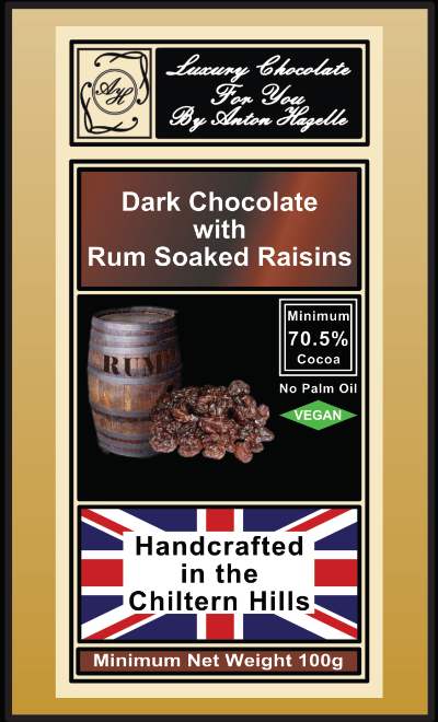 70.5% Dark Chocolate with Rum & Raisin