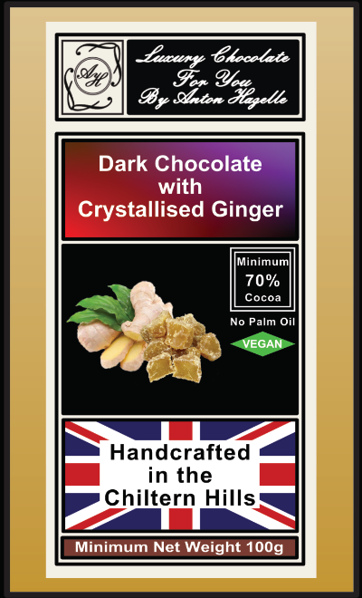 70% Dark Chocolate with Cystallised Ginger Pieces
