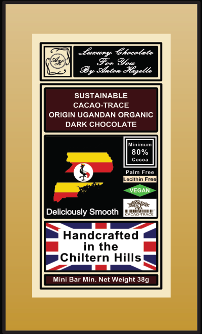 Mini Bar Sustainable Cacao-Trace 80% Origin Ugandan Organic Dark Chocolate