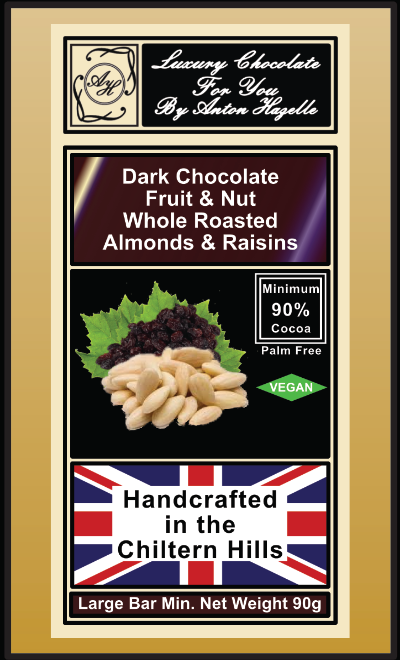 90% Dark Chocolate Fruit & Nut Whole Roasted Almonds & Raisins