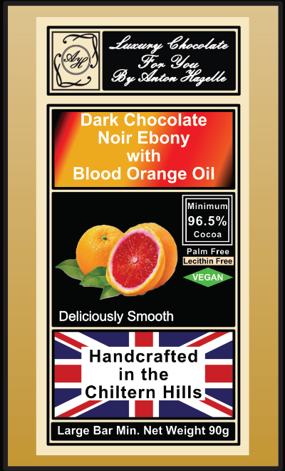 96.5% Dark Chocolate Noir Ebony with Blood Orange Oil