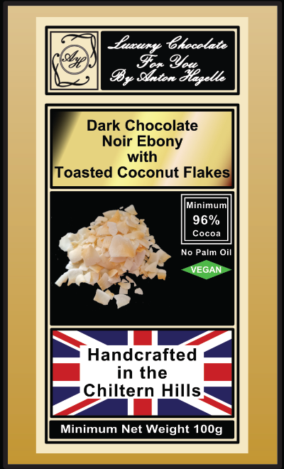 96% Chocolate Noir Ebony with Toasted Coconut Flakes